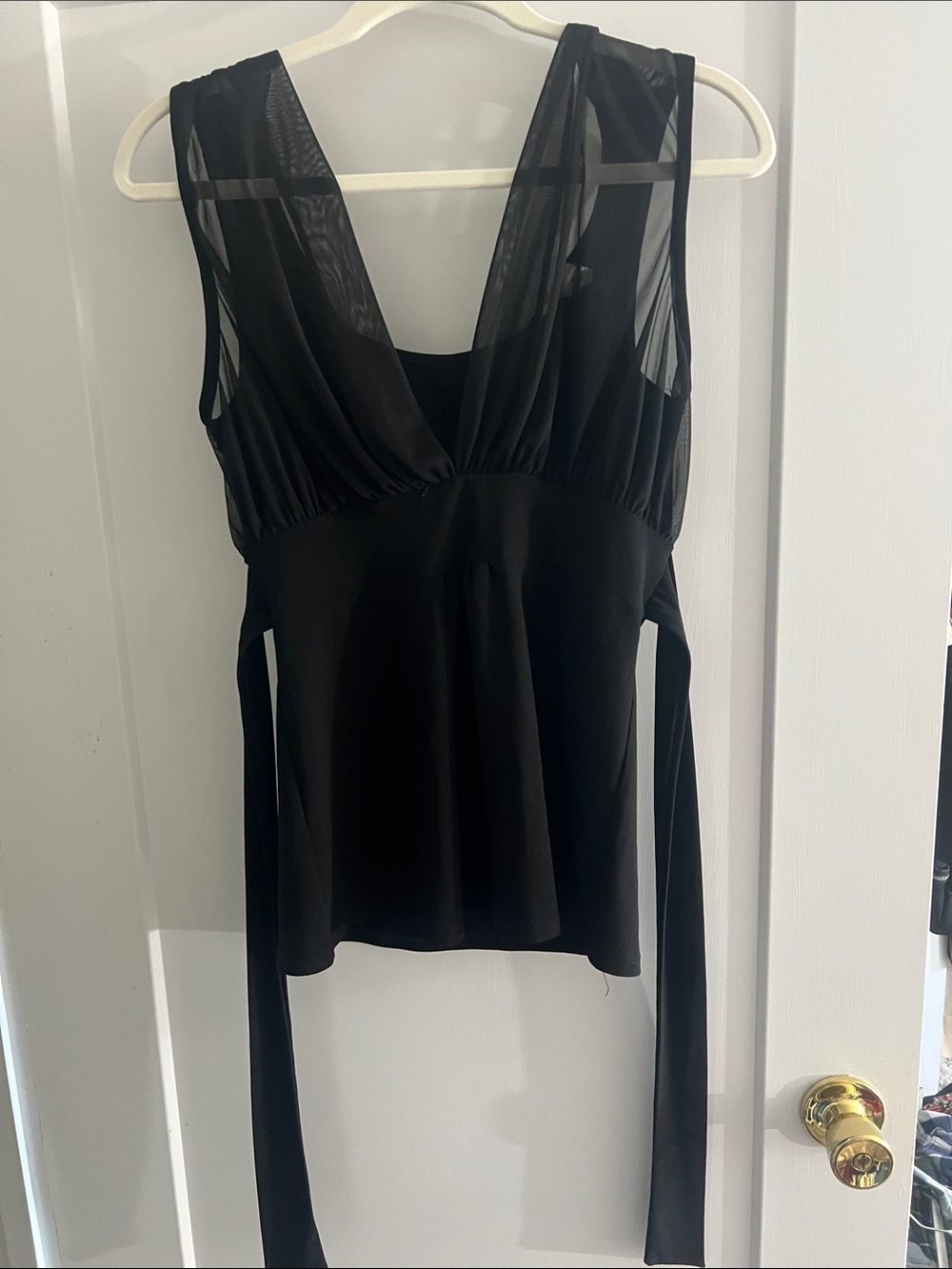 White House Black Market-Sheer V-Neck Sleeveless Top